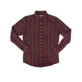 Vintage Men's Maroon Striped Aztec Long Sleeve Shirt Size Small by The Territory Ahead